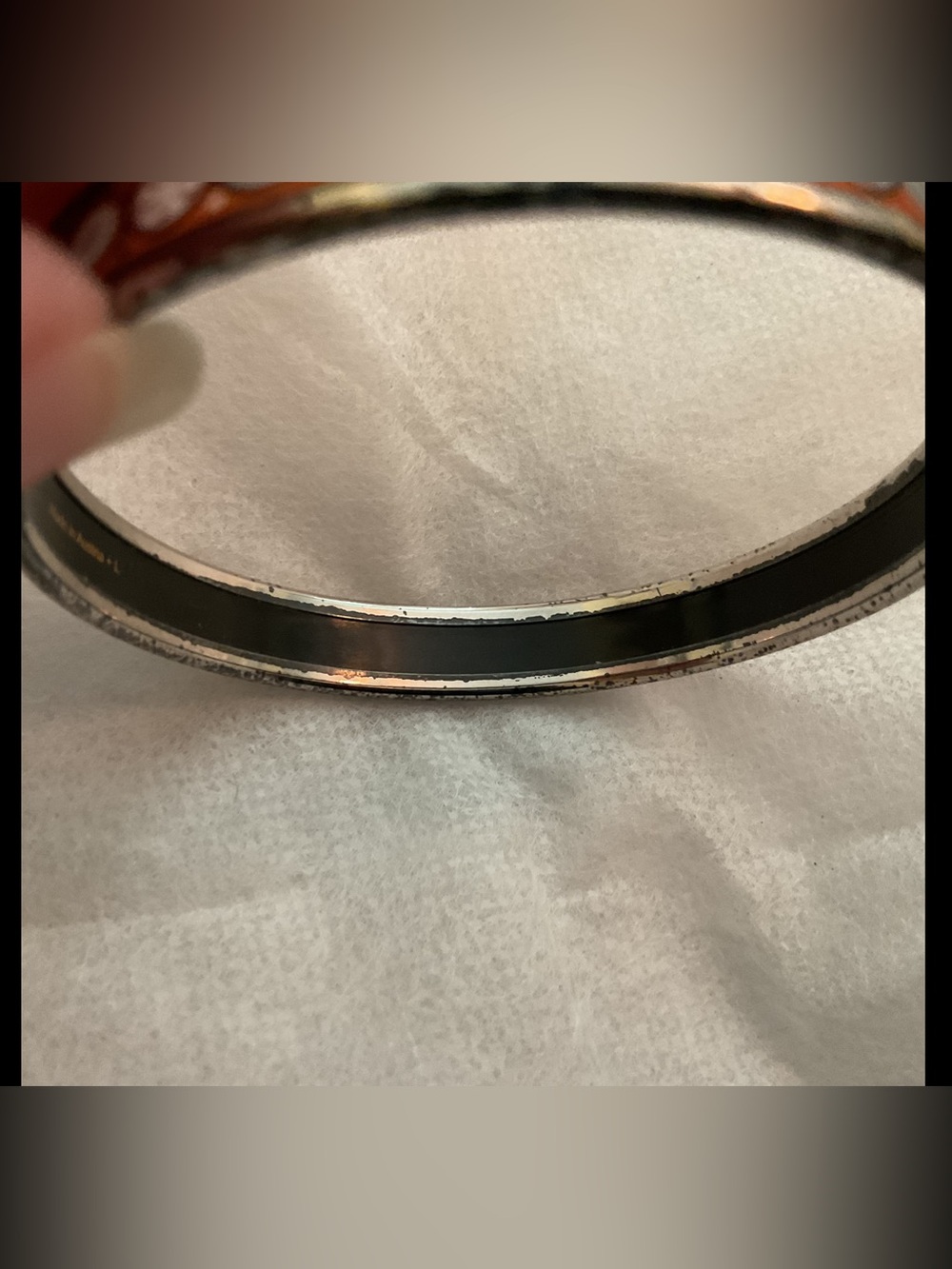 Authentic Vintage Hermès Paris Austria Orange Enamel Medallion L Bangle Bracelet - Picture 6 of 11